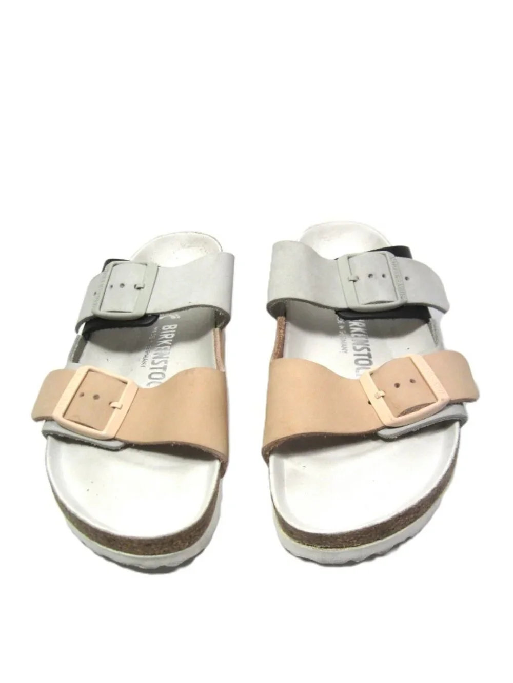 Birkenstock Arizona Split EUC Womens 6 37 Gray Beige Black Mineral Light Rose